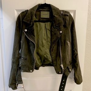 Pine Green Blank NYC Suede Moto Jacket